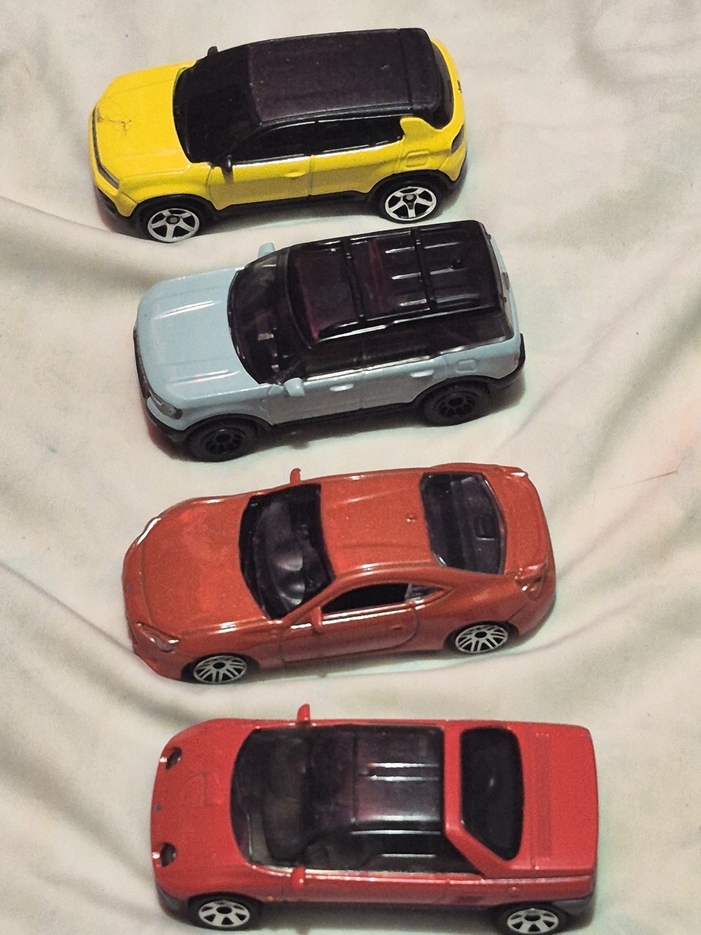 Die-Cast Toy Car - Yellow, Light Blue, Orange & Red Set